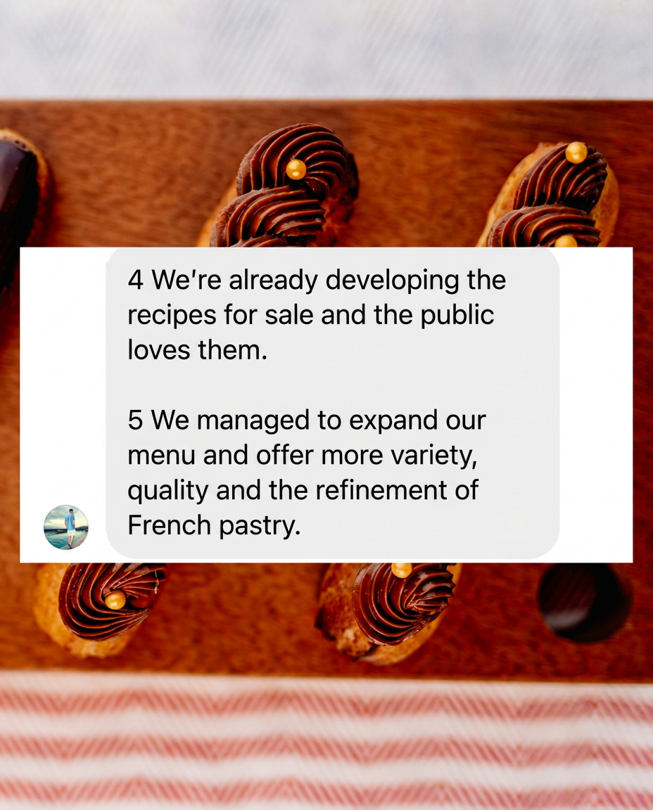 Student testimonial about the High-Profit Pastry Method